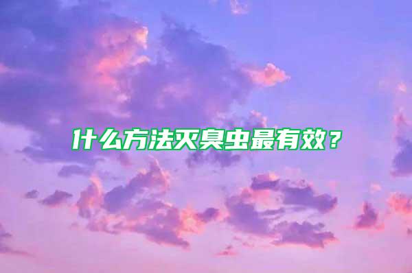 什么方法滅臭蟲最有效？