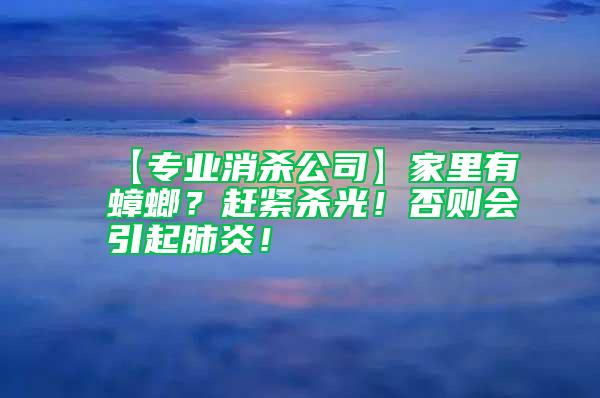 【專業消殺公司】家里有蟑螂?趕緊殺光!否則會引起肺炎!