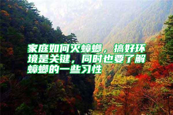 家庭如何滅蟑螂，搞好環(huán)境是關(guān)鍵，同時(shí)也要了解蟑螂的一些習(xí)性