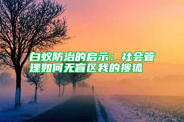 白蟻防治的啟示：社會管理如何無盲區我的搜狐